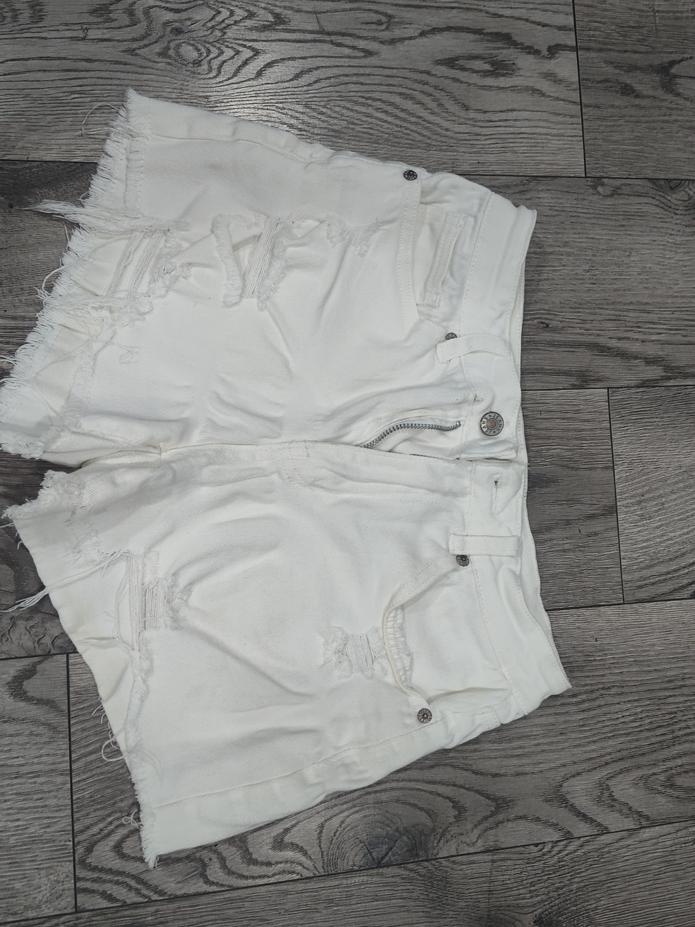 White Distressed High-Rise Women's Denim Shorts
